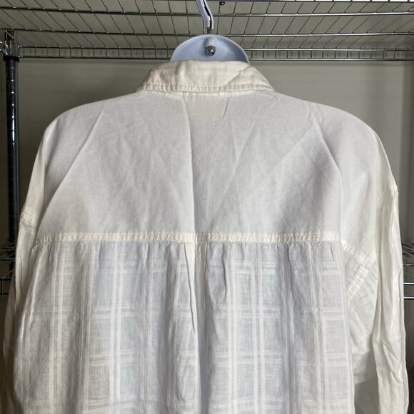 Chico's Womens White Striped Textured Button Up Indian Cotton Shirt Size 2 Large - Picture 11 of 12